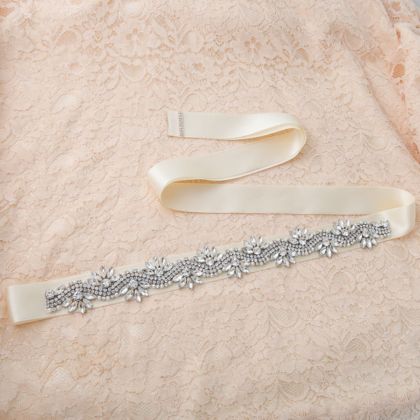 Rhinestone Boho Bridal Sash (Various Colours)