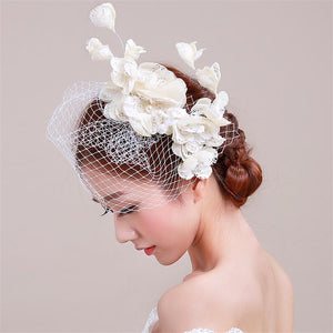 Floral Fascinator Birdcage Veil