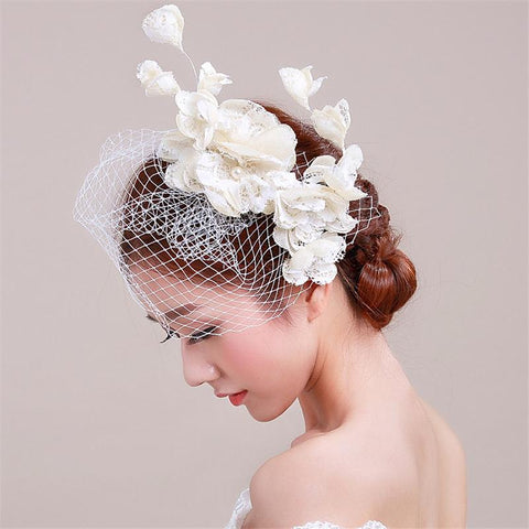 Floral Fascinator Birdcage Veil