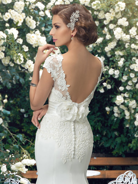 Chiffon & Lace Trumpet Bridal Gown