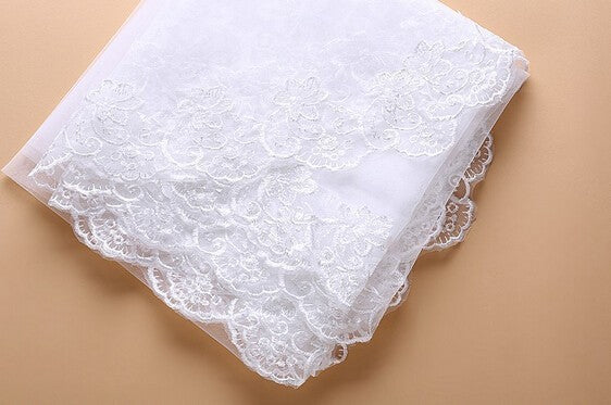 Two-Layered Lace Edge Applique'd  Cathedral Veil